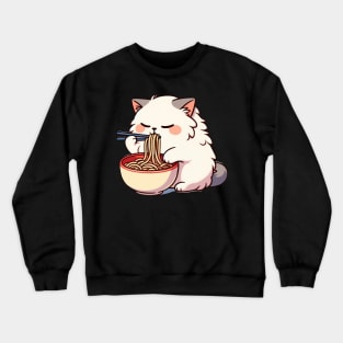 Ragdoll cat eating Noodles Crewneck Sweatshirt